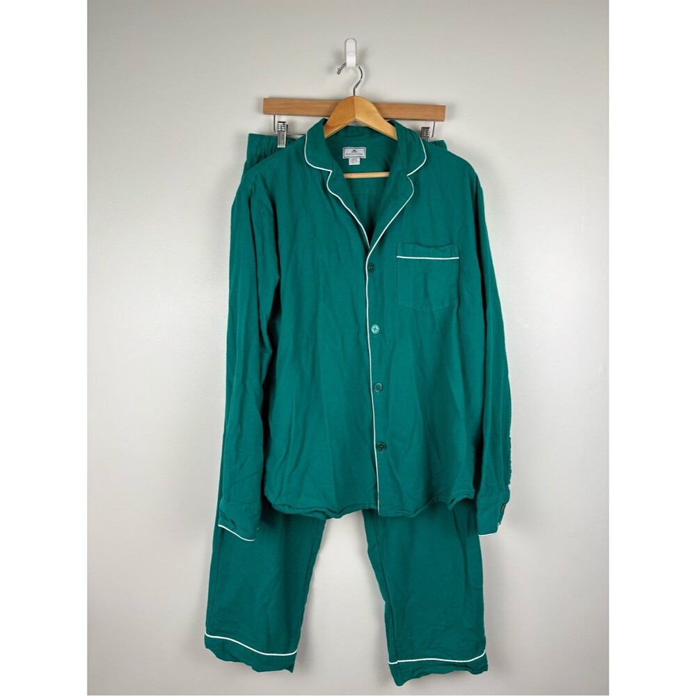 Petite Plume Men's Flannel Pajama Set in Forest Green Size Large